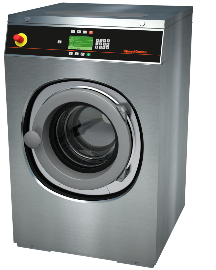 laveuse super essoreuse inox cuve suspendue speed queen SY105 pour laverie libre service, pressing, EPHAD, maison de retraite, buanderie